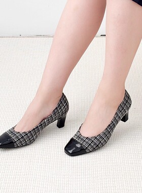 德国PETER KAISER女鞋2025秋冬新品羊皮格纹大牌中跟单鞋72404