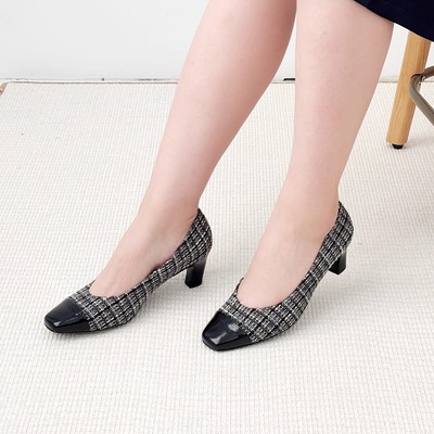 PETERKAISER羊皮格纹中跟单鞋