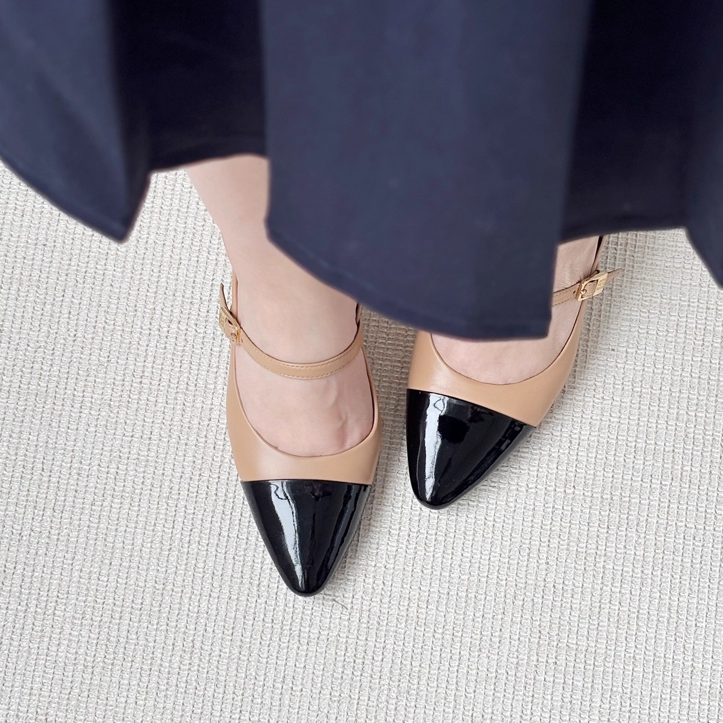 奥地利hogl友高羊皮拼色玛丽珍鞋