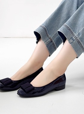 德国Gabor嘉宝女鞋嘉步春夏经典牛皮蝴蝶结平底气质芭蕾单鞋05100