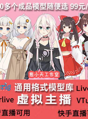 虚拟主播成品虚拟形象 live2D男女成品 YY二次元主播形象皮套定制