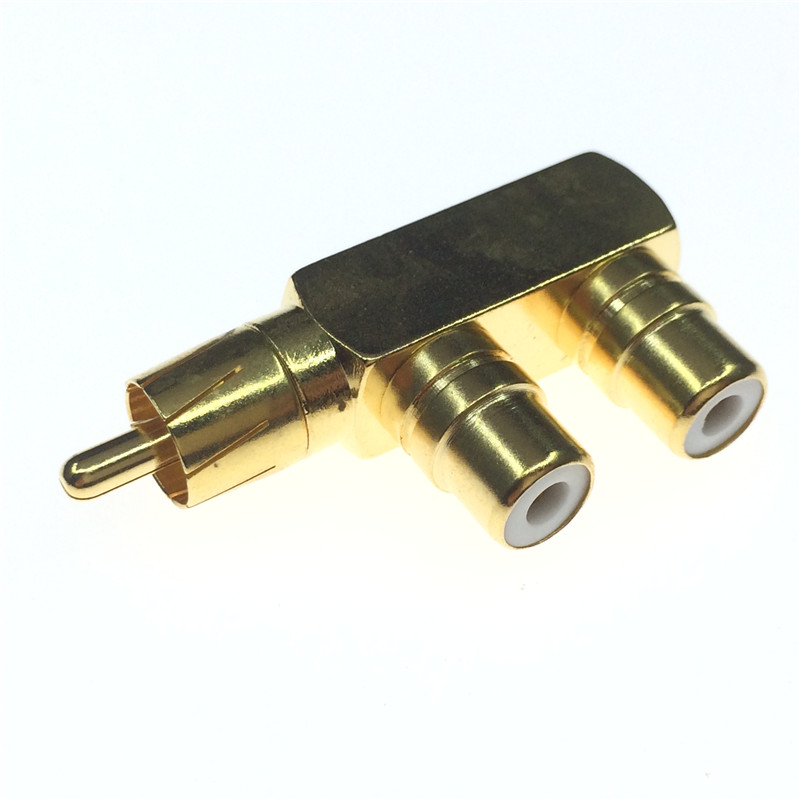 RCA转2RCA双莲花音频头1AV公转双母头一分二转换头1分2音响箱插头