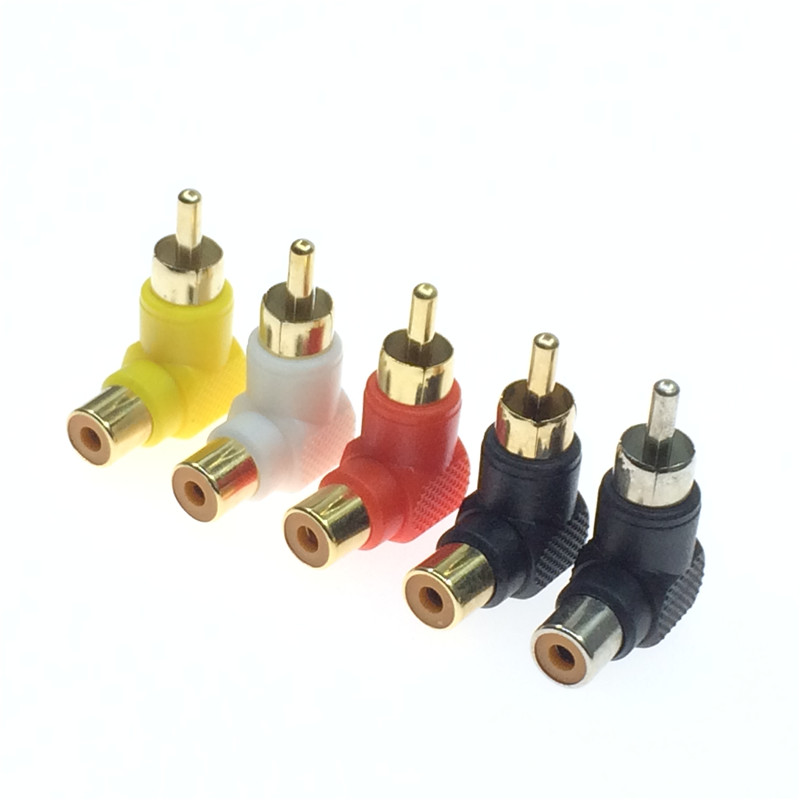 90度弯头AV转接头RCA头莲花公对母延长头音视频加长头电视机顶盒D