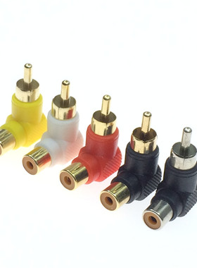 90度弯头AV转接头RCA头莲花公对母延长头音视频加长头电视机顶盒D