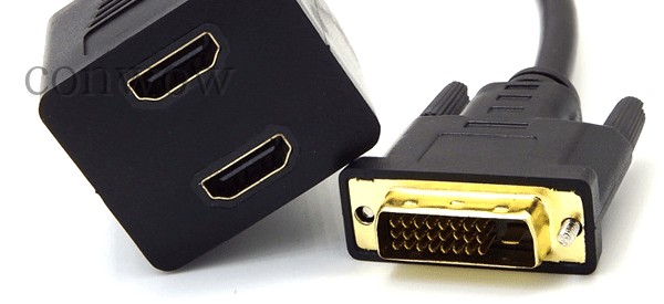 DVI24+1一分二2个HDMI高清转接器 DVI-D转2个HDMI母转换线分配线