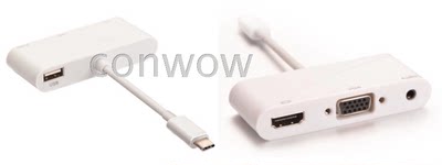 USB3.1 Type-c转HDMI/VGA高清转换器12寸苹果电脑macbook视频线