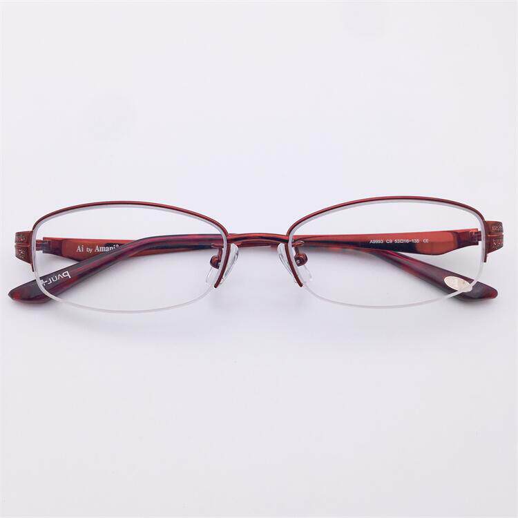 珍藏孤品外贸原单红色合金商务气质半框小圆框文艺近视眼镜架女