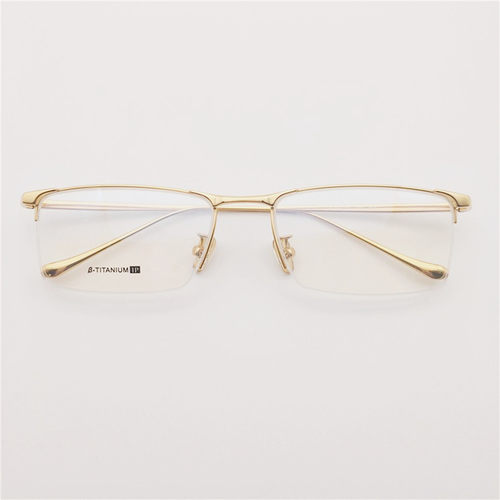 黑色金色半框商务大胖脸眼镜架