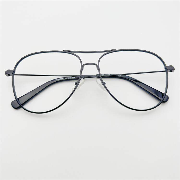 外贸原单黑色合金双鼻梁蛤蟆框个性气质大脸眼镜架配近视散光墨镜