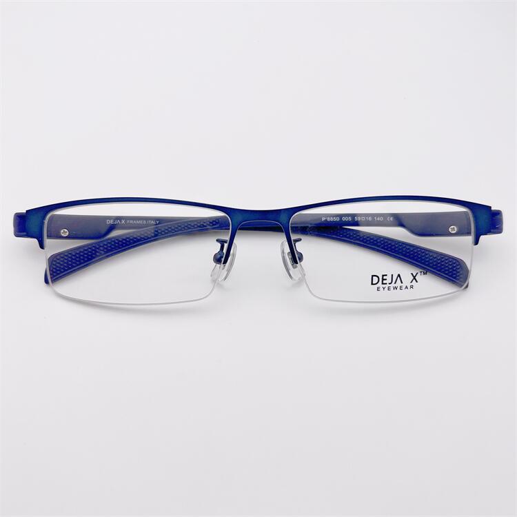 大脸胖脸外贸原单蓝色商务气质半框方框TR90舒适镜腿近视眼镜架男