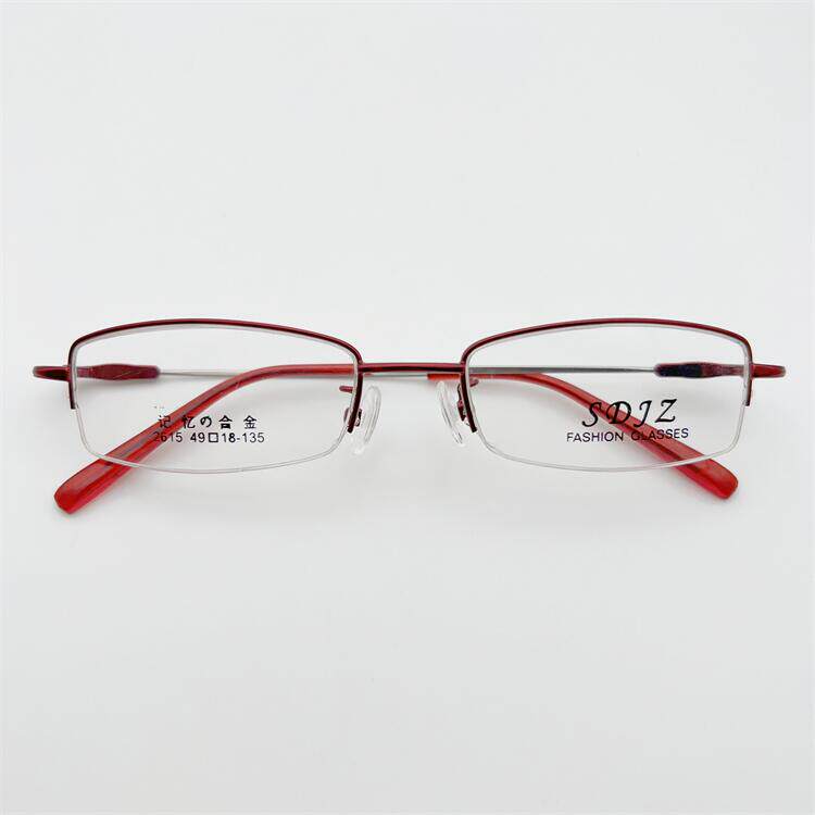 外贸原单日本订单红色合金记忆金属镜腿商务气质半框百搭眼镜架女