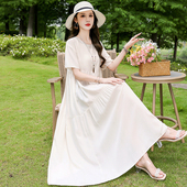 2025新款 白色草原裙轻奢棉绸连衣裙漂亮绝美度假沙滩裙收腰显瘦
