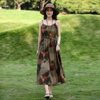 2026 New Summer style: Stunning and high-end cotton silk halter dress, floral print dress, Mom's beach vacation dress thumbnail 7