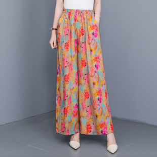 夏季 高级九分阔腿裤 今年流行爆款 大码 宽松显瘦 棉绸休闲裤 2026新款