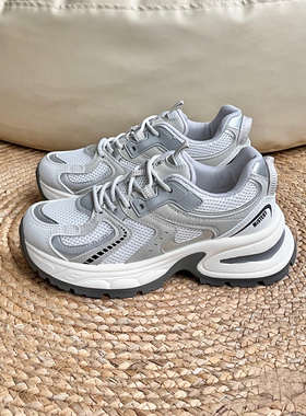 MISTERY潮流时尚休闲百搭厚底增高轻便低帮老爹鞋女款透气运动鞋