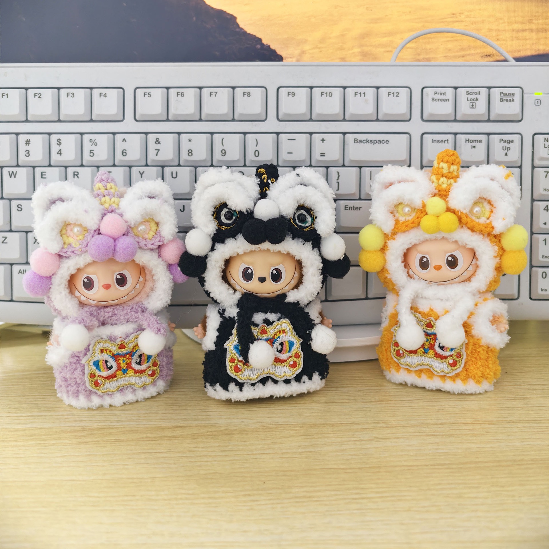 四代迷你拉布布衣服手作虎头醒狮套装4.0挂件LABUBU小鼻嘎着替