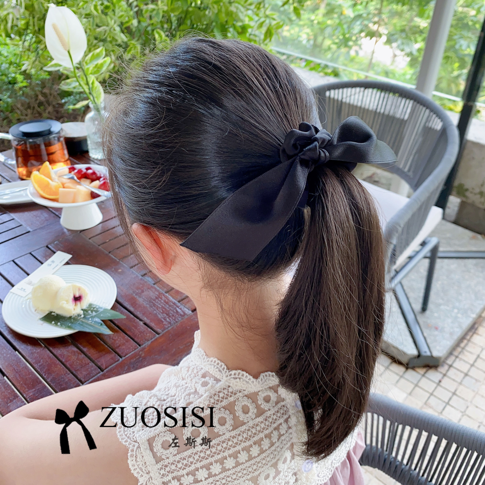 简约复古女童大蝴蝶结发圈不对称