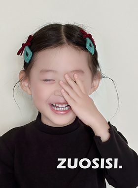 ZUOSISI新款儿童发饰 女童针织三角形蝴蝶结刘海边夹潮童百搭