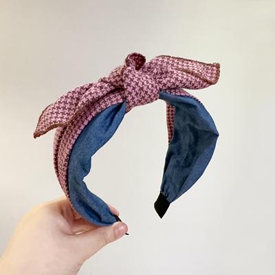 百搭款头箍亲子复古千鸟格女童