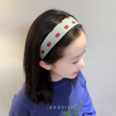 儿童发箍 波点海绵 女童光面简约头饰 韩版 撞色圆点宽边发箍