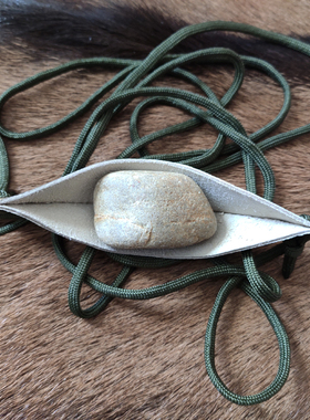 Primitiv头层牛皮原始投石索手工制作抛石索飞石索甩石鞭slingi