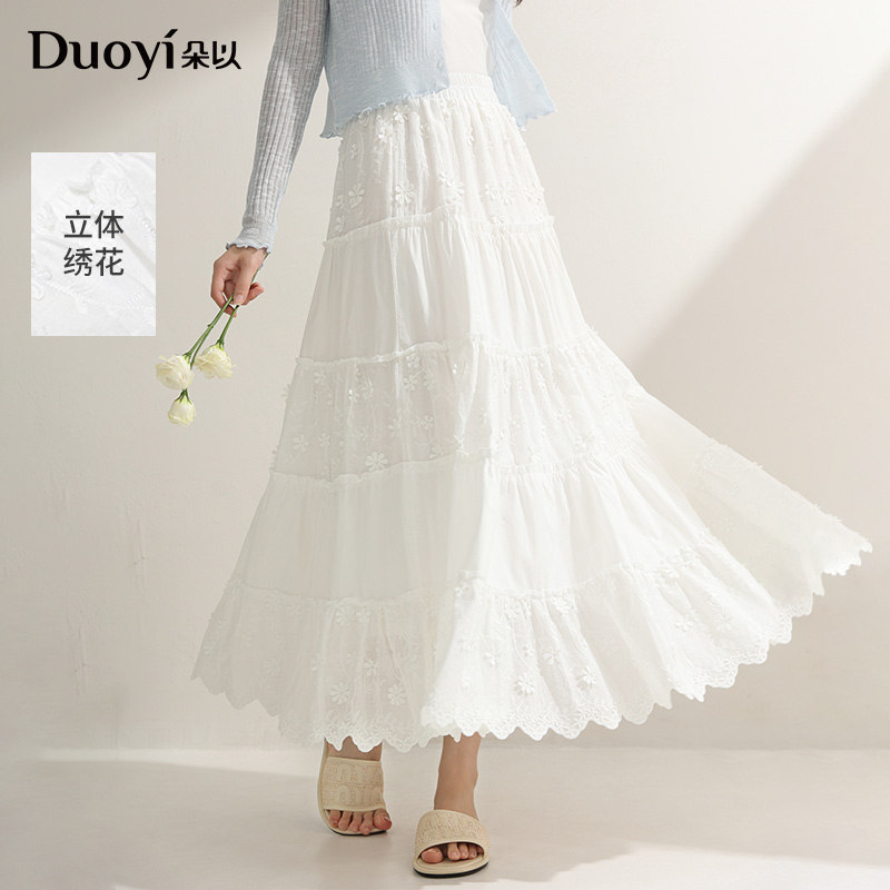 朵以初恋感立体绣花小白裙