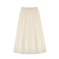 Spring and Autumn new lace half-length skirt for women, large-sized slimming, mid-length gauze skirt, high-waisted pleated skirt, A-line large hem skirt thumbnail 3