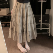 女层层蛋糕裙 半身裙子荷叶边大摆a字裙高腰显瘦大码 春夏新款 长款