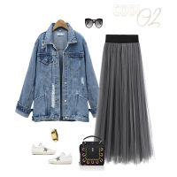 Spring and Autumn new lace half-length skirt for women, large-sized slimming, mid-length gauze skirt, high-waisted pleated skirt, A-line large hem skirt thumbnail 7