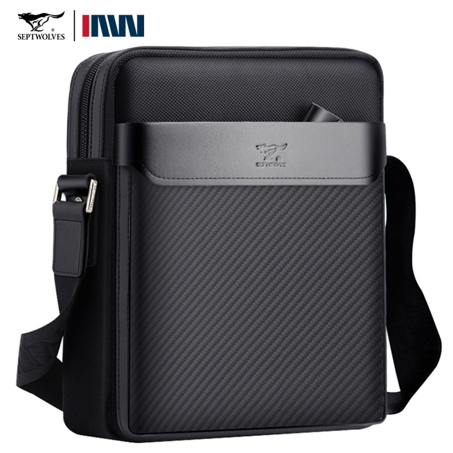 正品七匹狼男包单肩包斜挎包男士包包帆布包父亲背包休闲牛津布包