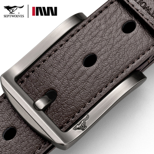 正品七匹狼皮带男款真皮针扣腰带2026新款男款青年人牛皮牛仔裤带