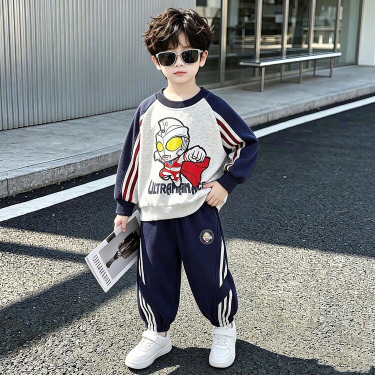 男童春秋装经典奥特曼卫衣套装韩版儿童帅气运动两件套中小童衣服