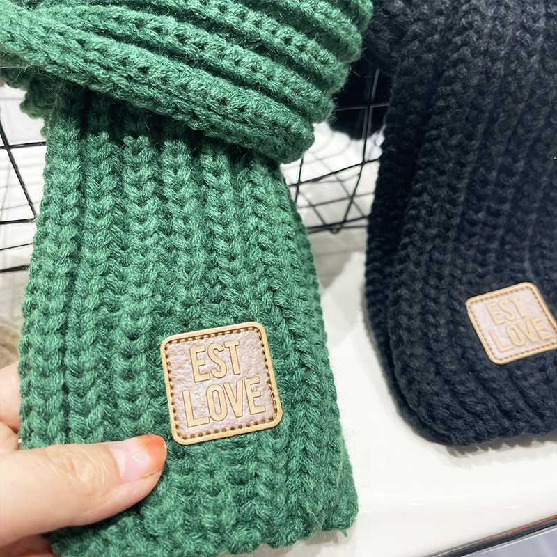 소년 가을 겨울 한국 스타일 울 스카프 2022 새로운 어린이 겨울 따뜻한 니트 스카프  다재다능하고 유행