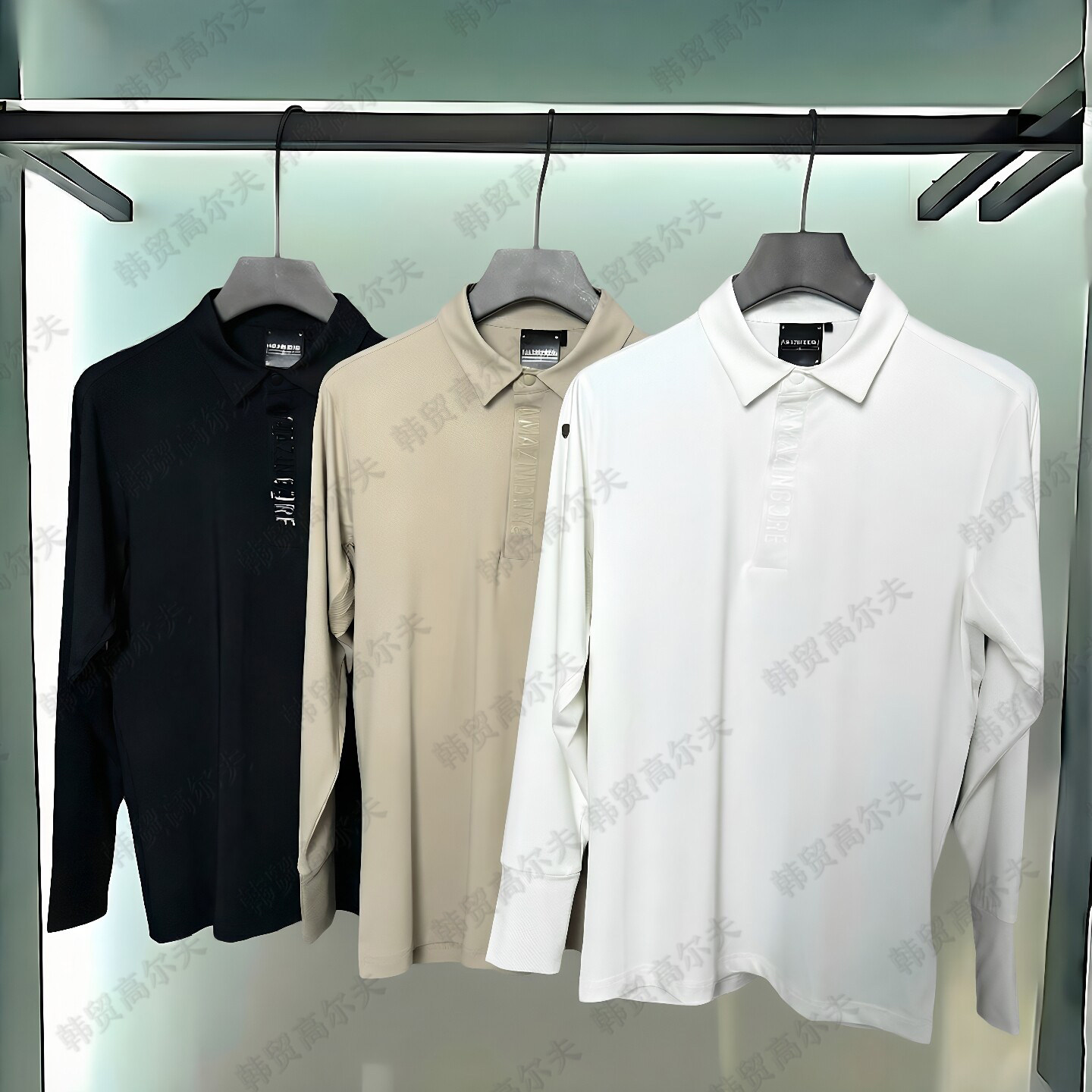 新款男士高尔夫服装长袖翻领
