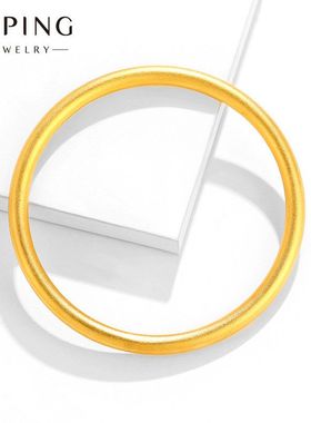 旭平首饰古法不锈钢镀金手镯女光面素圈传承复古实心镯子饰品批发