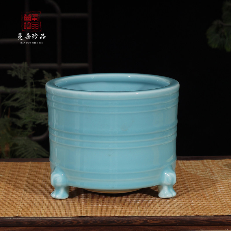 景德镇青瓷双耳瓷器香炉 居家实用瓷器香炉 高雅装饰香炉
