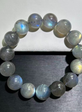 灰银月光石手串灰月光手链长石手链男女款百搭黑月光手串蓝光月