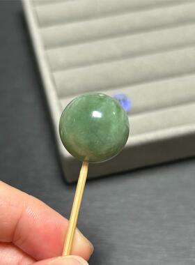 20.6mm天然豆绿色岫玉大
