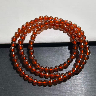 3圈石榴石手串洒红色石榴石橙红石榴石多圈女款紫牙乌石榴石手链