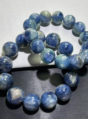 蓝晶石手串蓝色油画风蓝晶蓝绿晶拉丝猫眼手链龙磷蓝晶