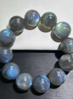 灰银月光石手串灰月光手链长石手链男女款百搭黑月光手串蓝光月