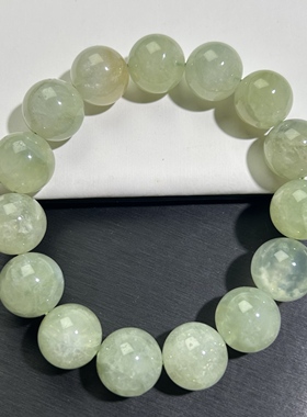 葡萄石手串玉石手串男女黑发绿色葡萄石手链金黄色葡萄石素圈