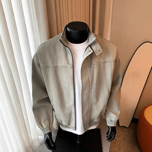 智快鱼港仔文艺男装店铺素拼商场同款欧洲站2026新款单农夹克外套