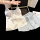 波点带胸垫纯欲风家居服夏季 两件套法式 冰丝睡衣性感吊带短裤 新款