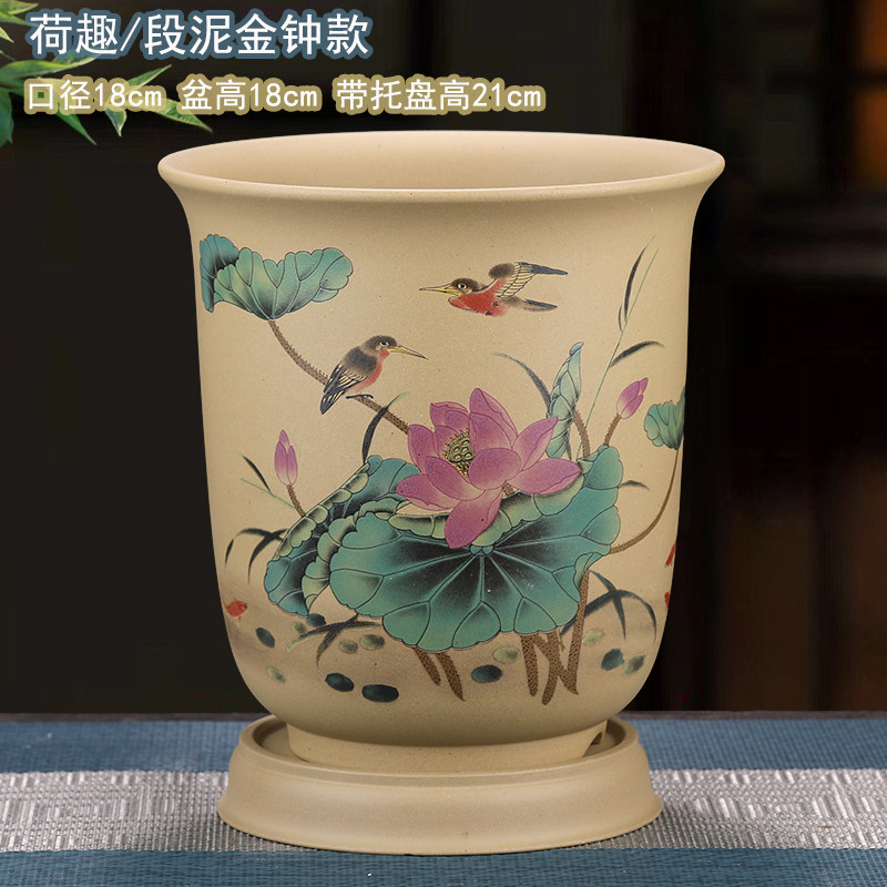 兰花花盆陶瓷简约金钟款兰花专用盆紫砂兰花盆家用绿植盆景盆特价