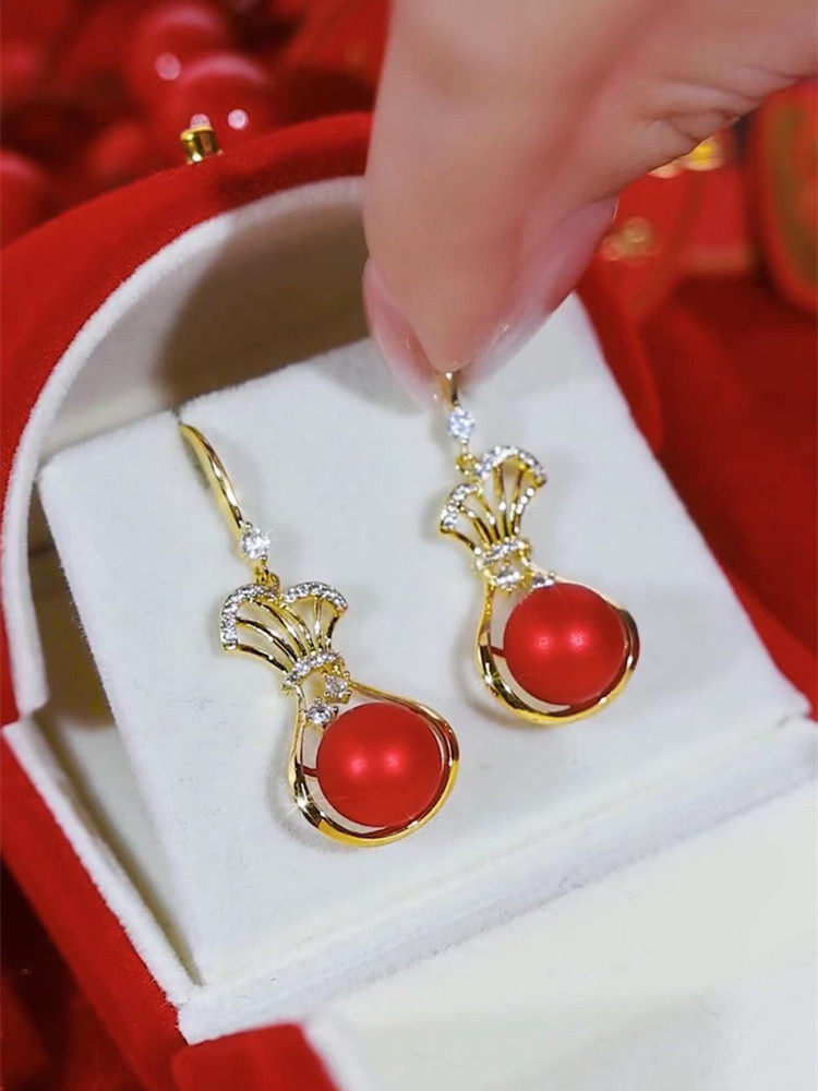 网红爆款红色钱袋耳环