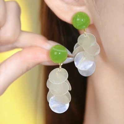 小清新牛油果绿色耳环女个性耳坠