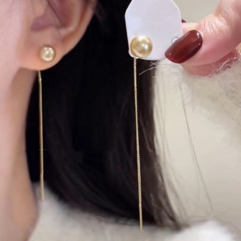 简约个性金属豆豆长款耳线耳饰