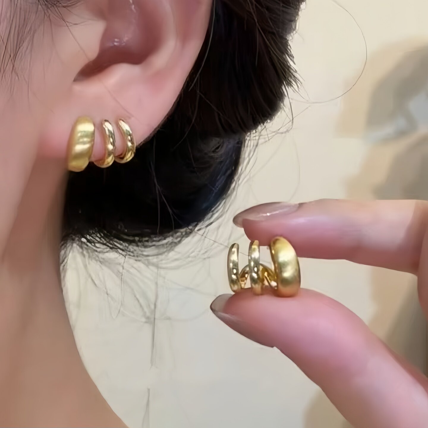 S925银针小众设计感欧美风金属拉丝个性耳环潮人冷淡风潮人耳钉女