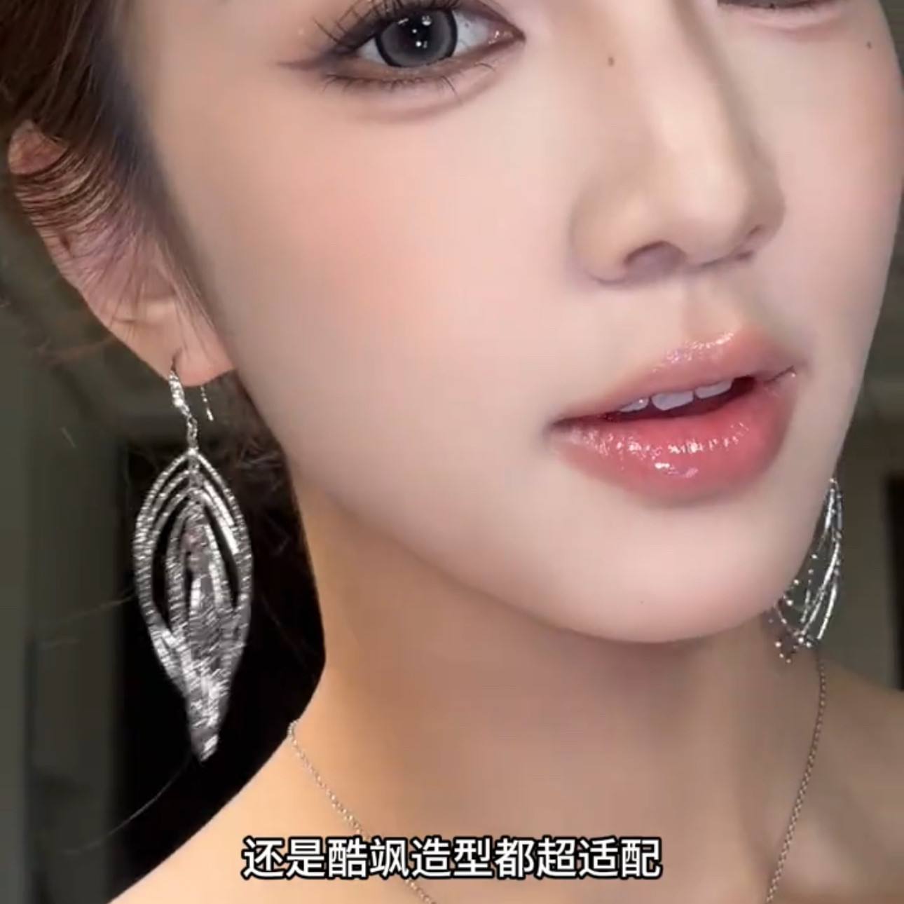 欧美夸张时尚多层金属镂空树叶耳坠精致长款水滴形耳环防过敏耳饰